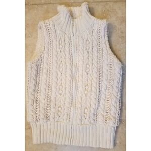 Maggie & Zoe Girls Soft Cable Knit Vest Fleece Sherpa Lined Sweater Ivory L (14)